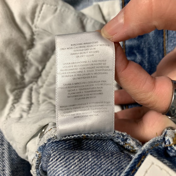 Re/Done 70s Stove Pipe Jeans Women's 30 Blue High Rise Crop Straight Leg Raw Hem - Picture 10 of 13